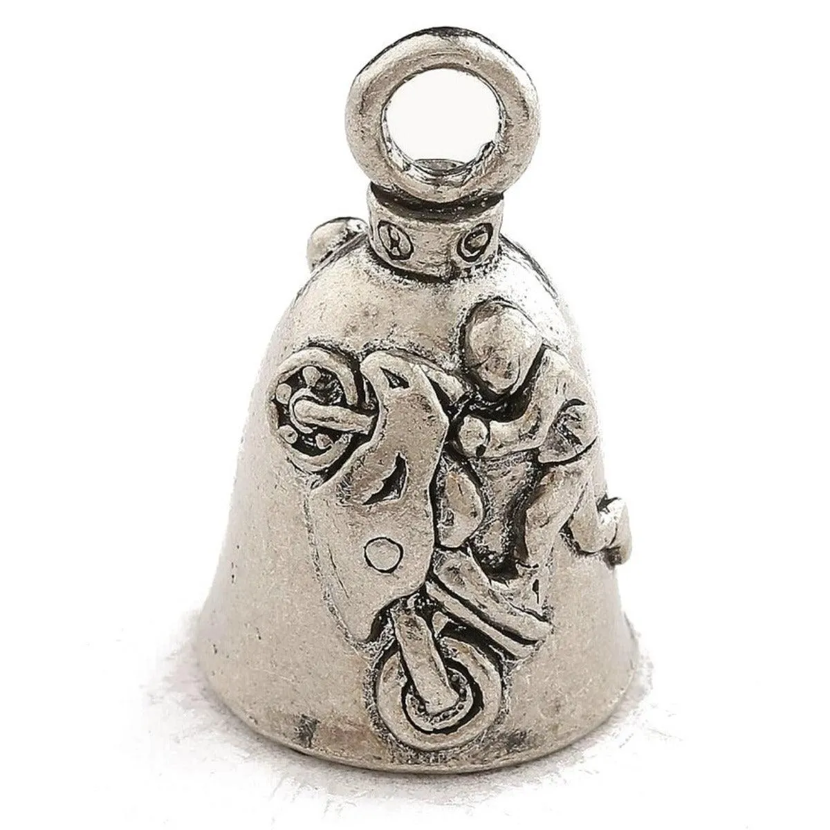 Daniel Smart Guardian Bell® Sport Bike Tricks, Pewter, 1.5 x 1 in