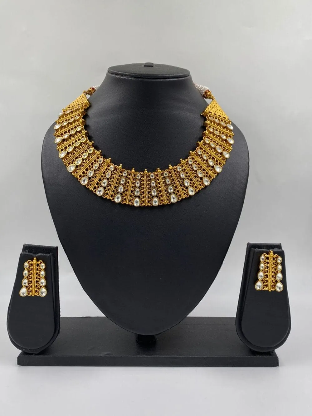 Designer Gold Plated Golden Kundan Necklace Set For Wedding By Gehna Shop