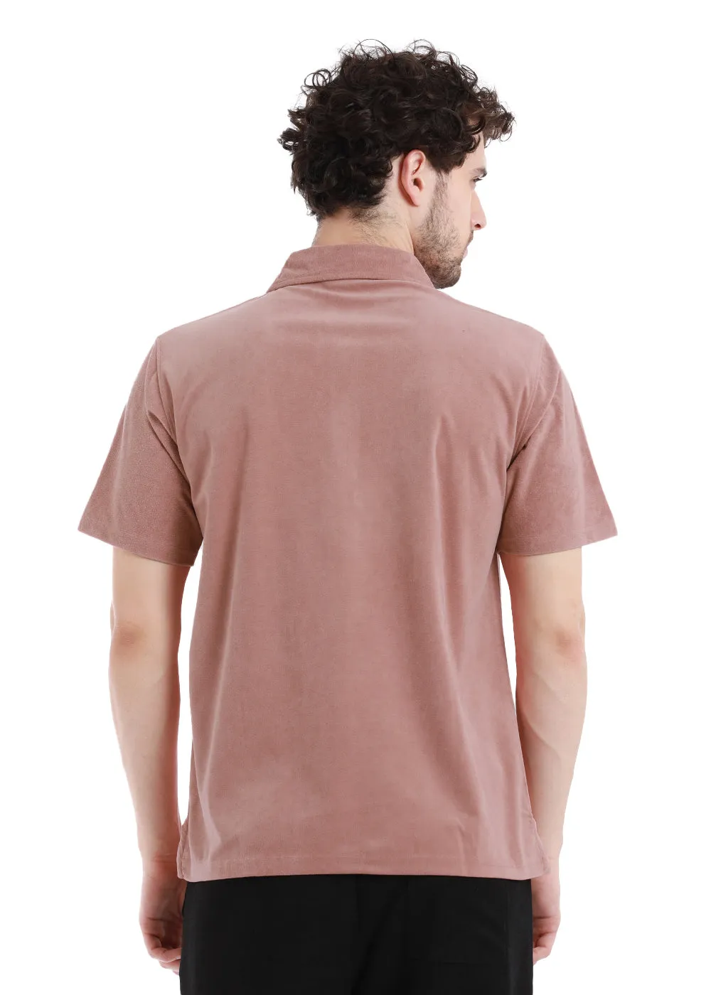 Dusky Pink Zip polo T-shirt