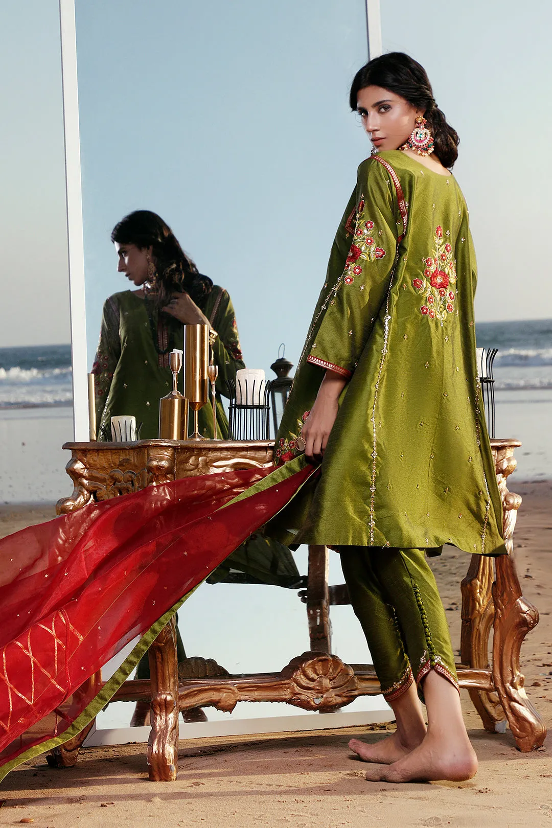 Embroidered Raw Silk 3pc Suit | Meerab Festive Edit | S202053