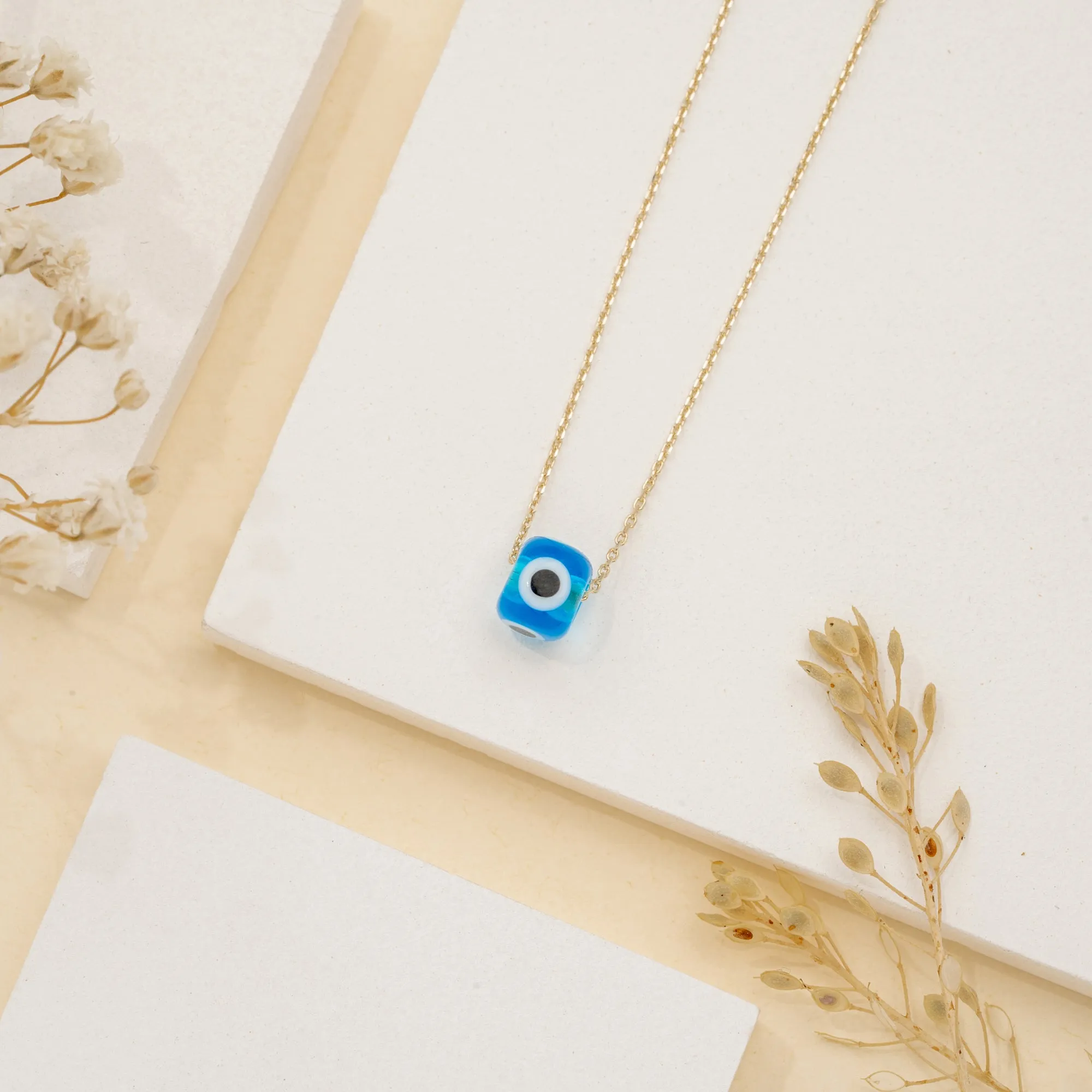 Evil Eye Glass Pendant Necklace, Gabriella