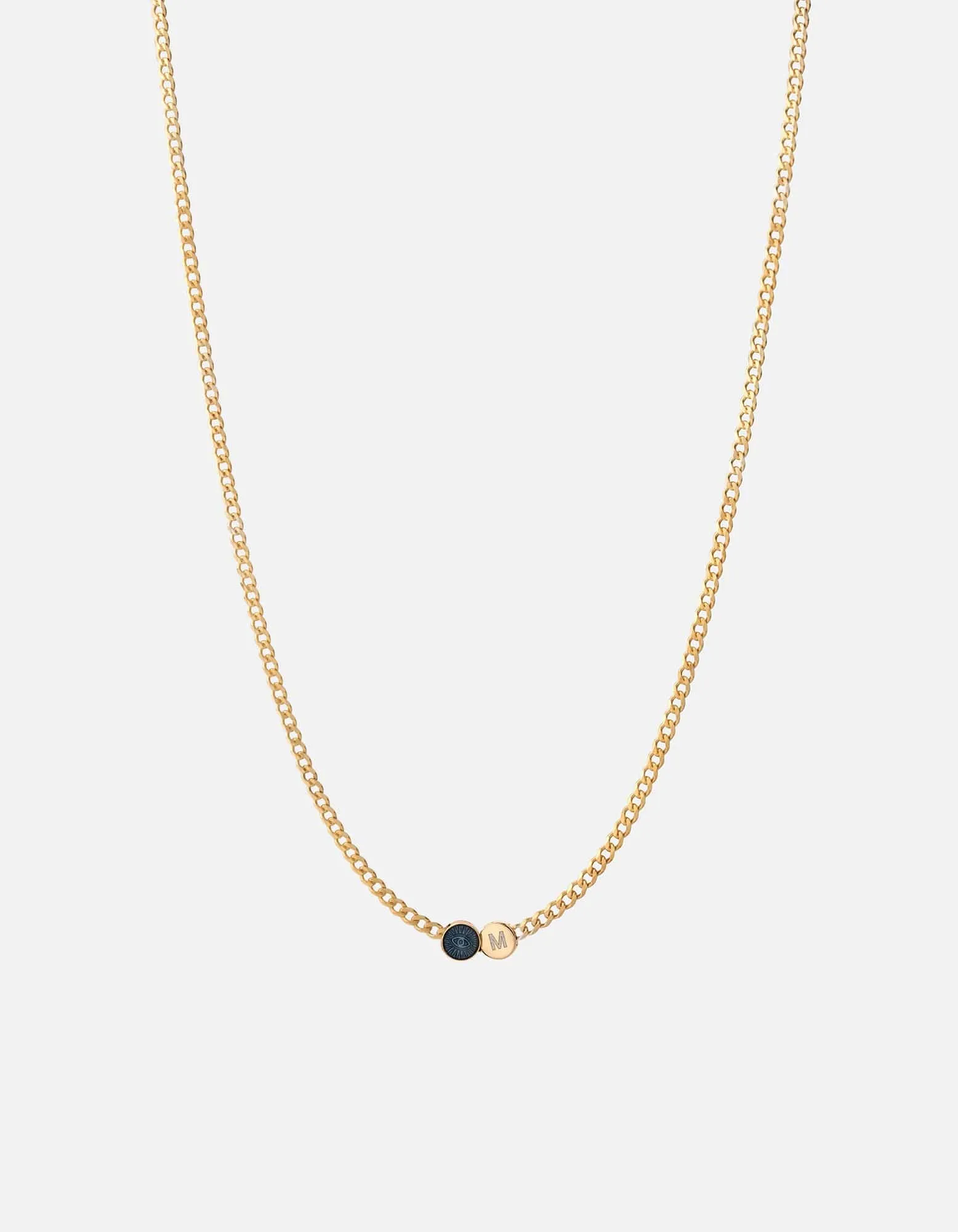 Eye of Time Type Chain Necklace, Gold Vermeil/Blue