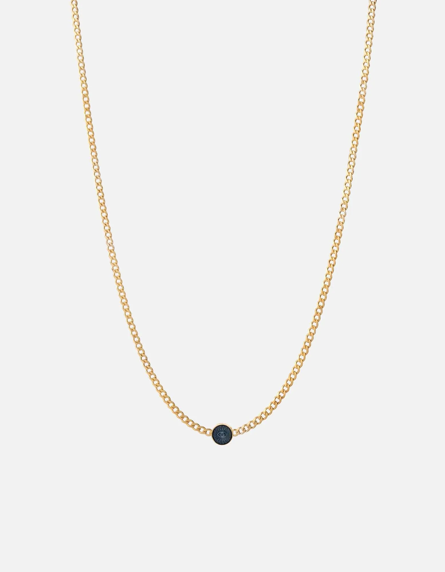 Eye of Time Type Chain Necklace, Gold Vermeil/Blue