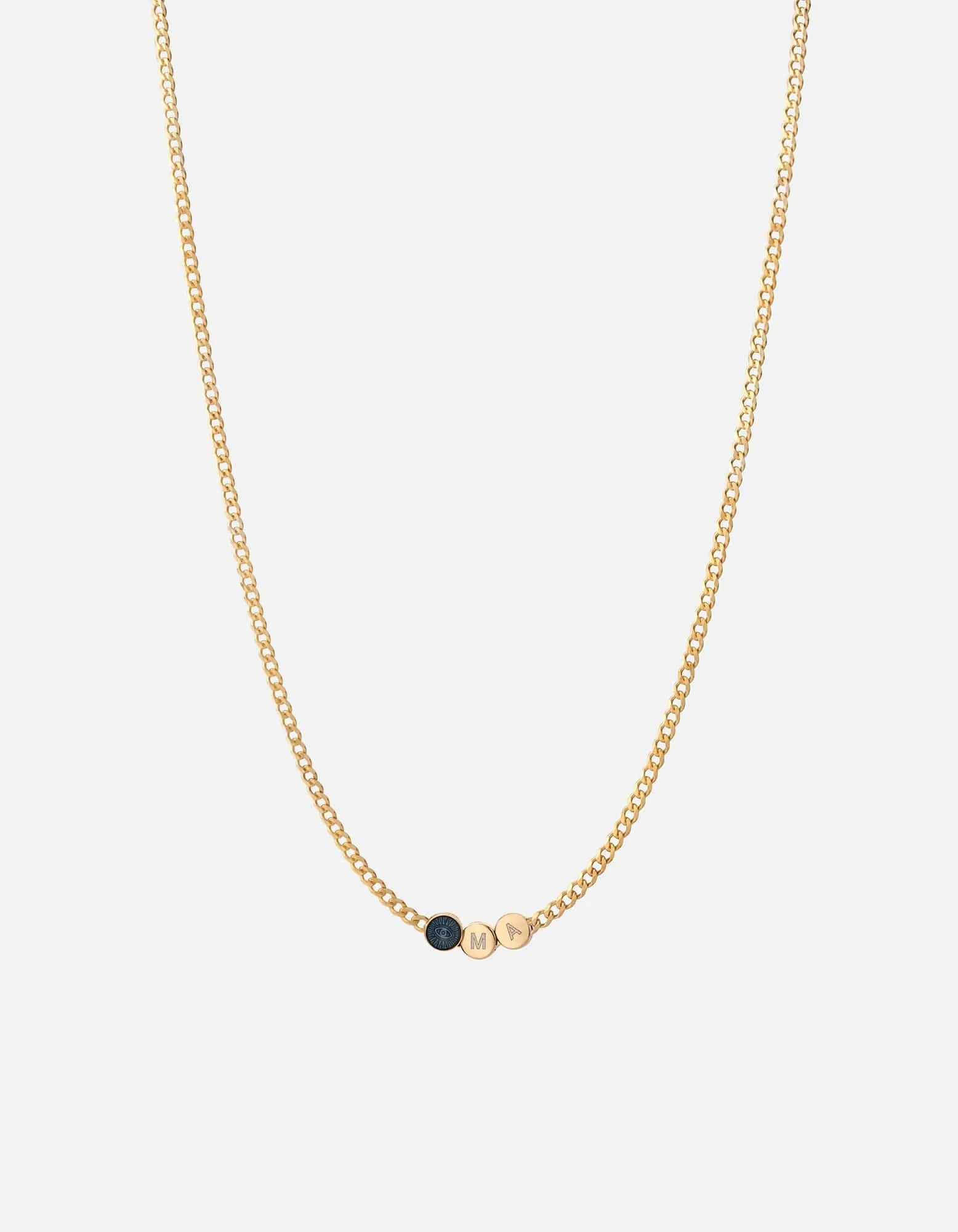 Eye of Time Type Chain Necklace, Gold Vermeil/Blue