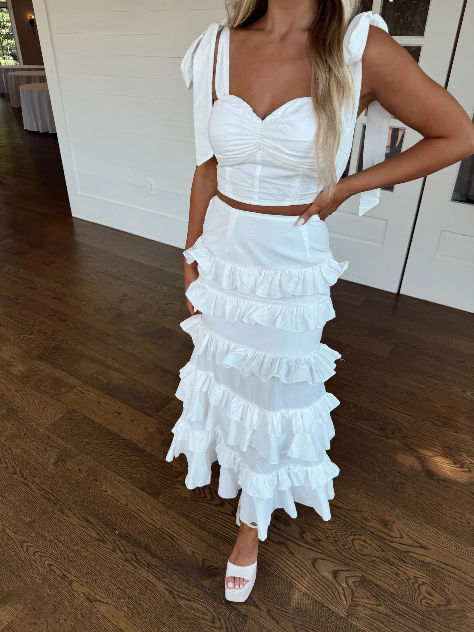 Faith Ruffled Skirt Set-Off White