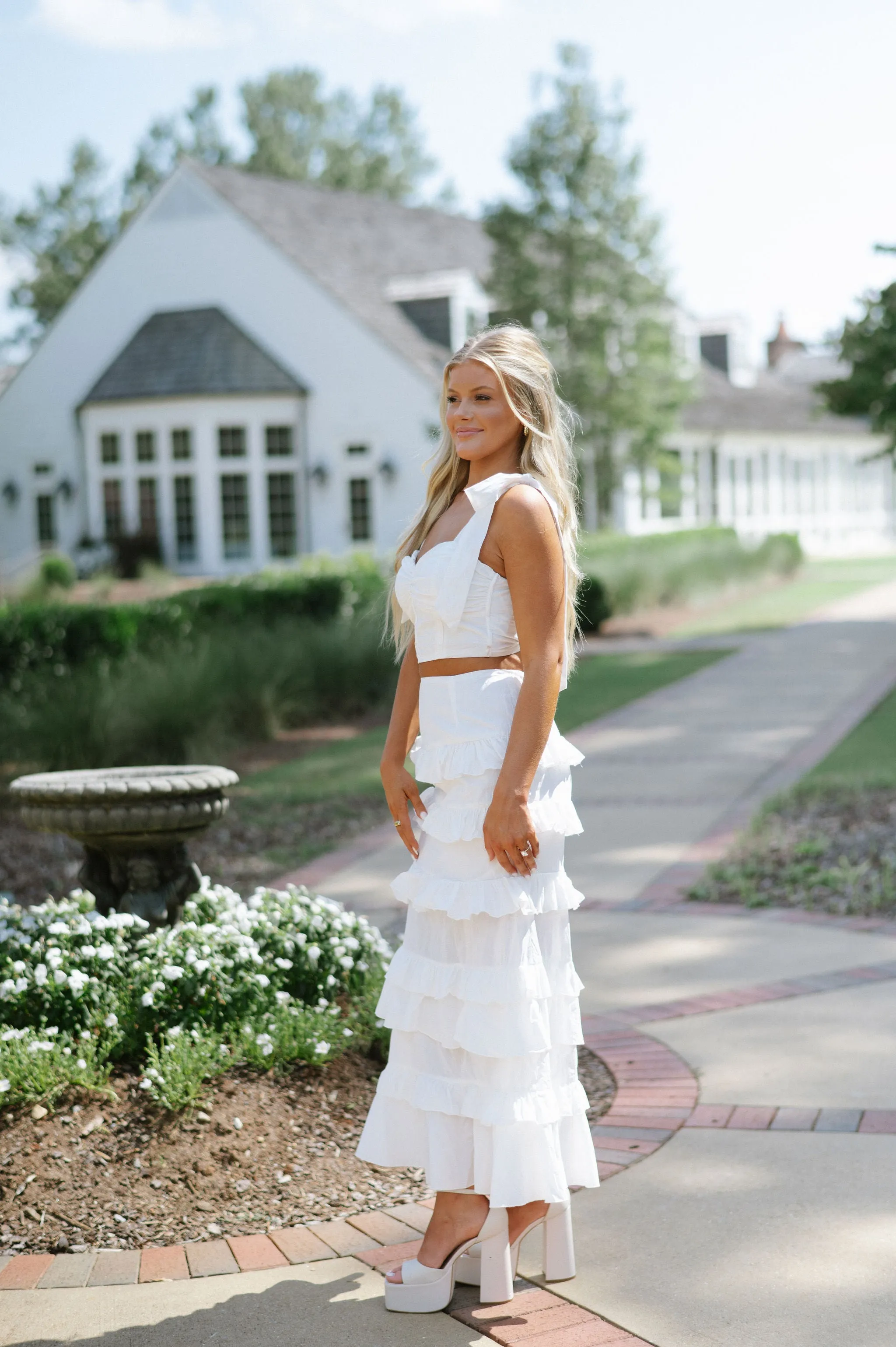 Faith Ruffled Skirt Set-Off White