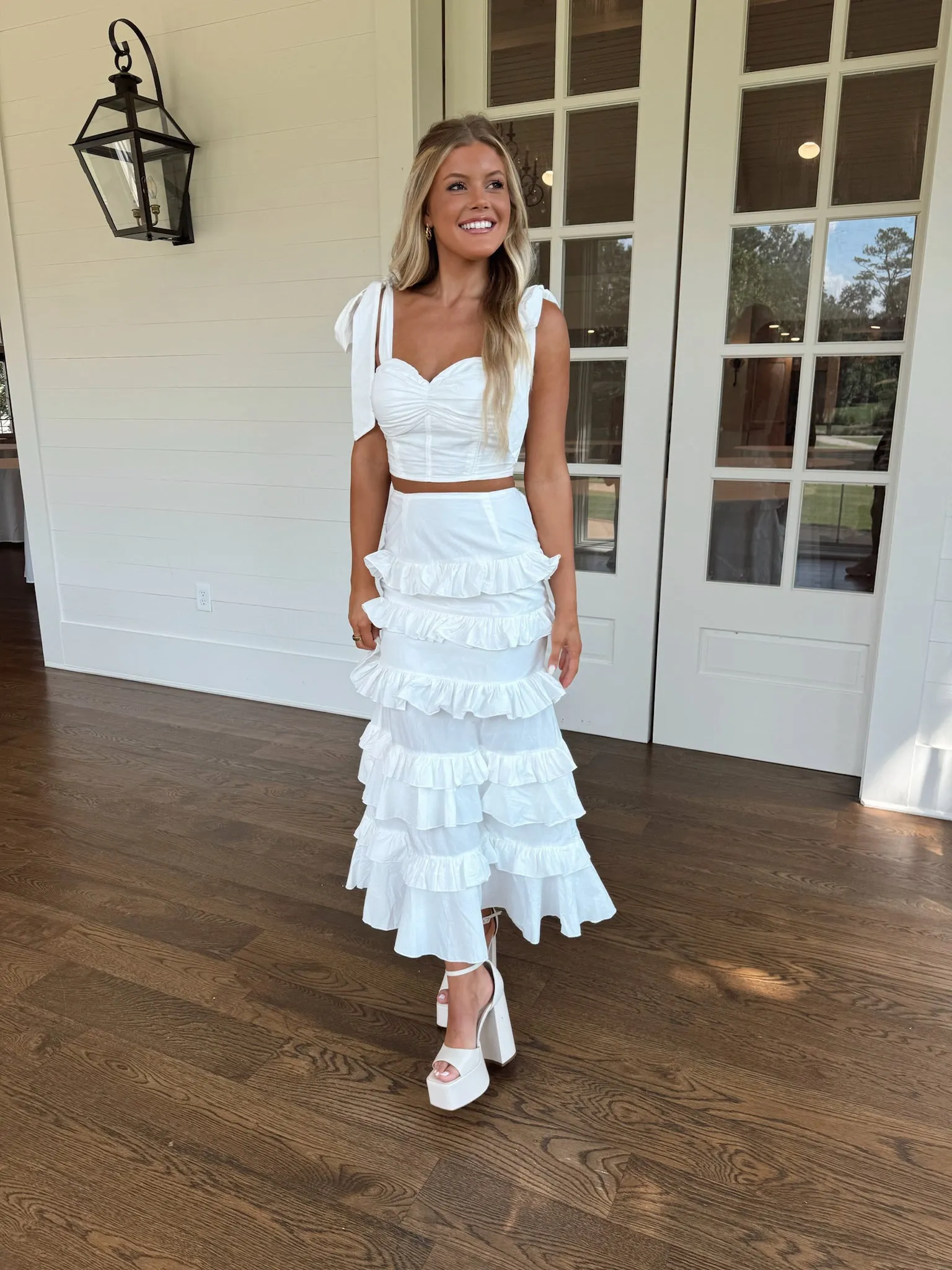 Faith Ruffled Skirt Set-Off White