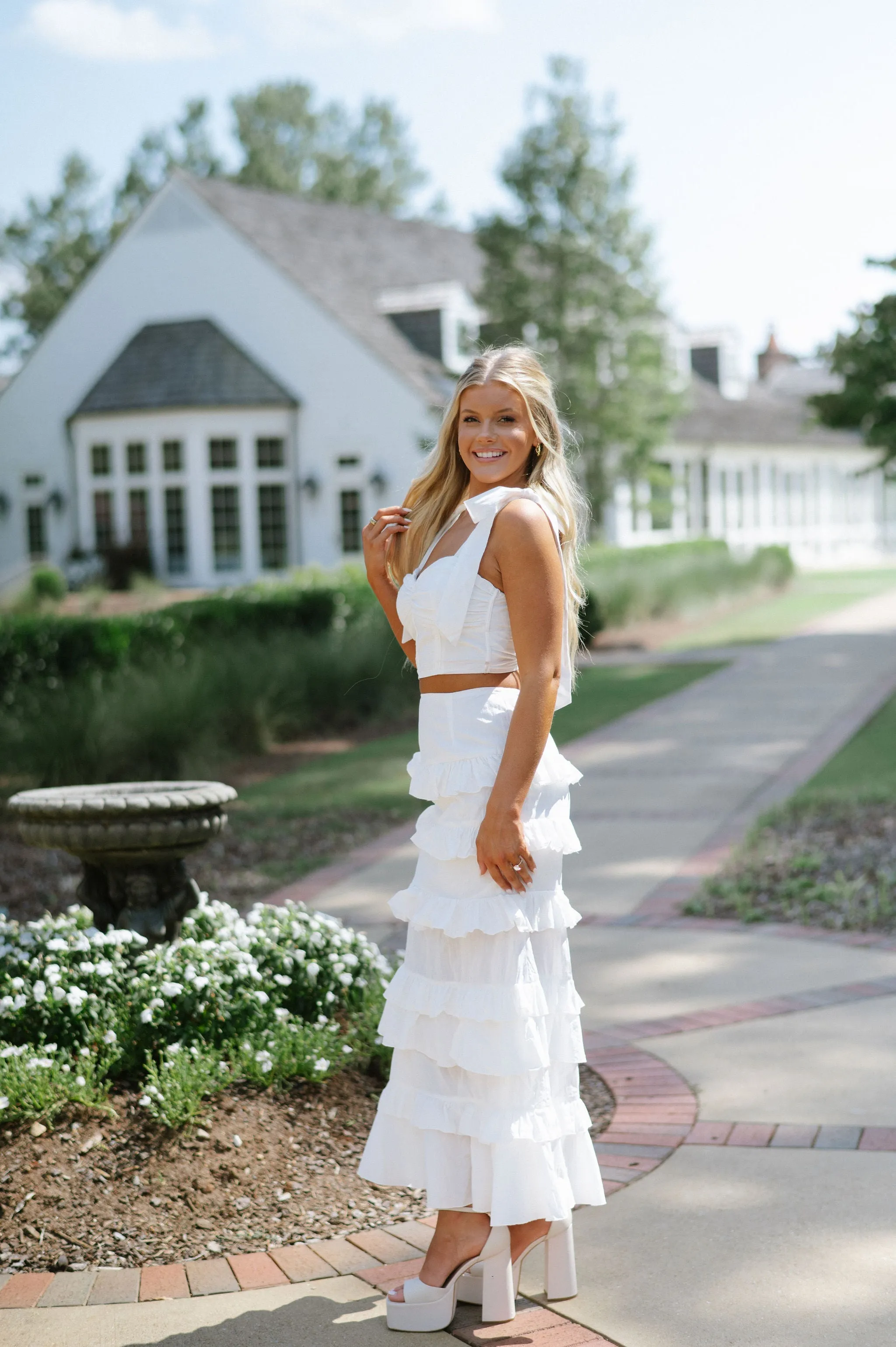 Faith Ruffled Skirt Set-Off White