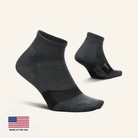 Features Merino 10 Max Cushion Quarter Sock in Charcoal