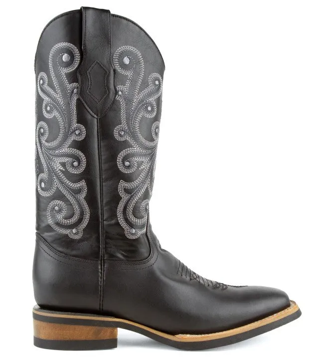 Ferrini Mens French F Calf 1529309 Handcrafted Black Cowboy Boots