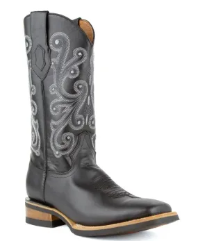 Ferrini Mens French F Calf 1529309 Handcrafted Black Cowboy Boots