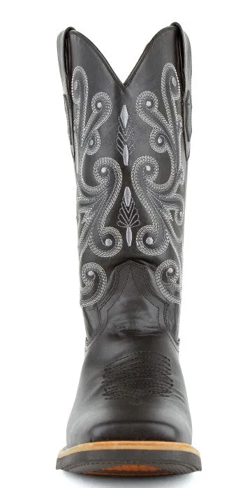 Ferrini Mens French F Calf 1529309 Handcrafted Black Cowboy Boots