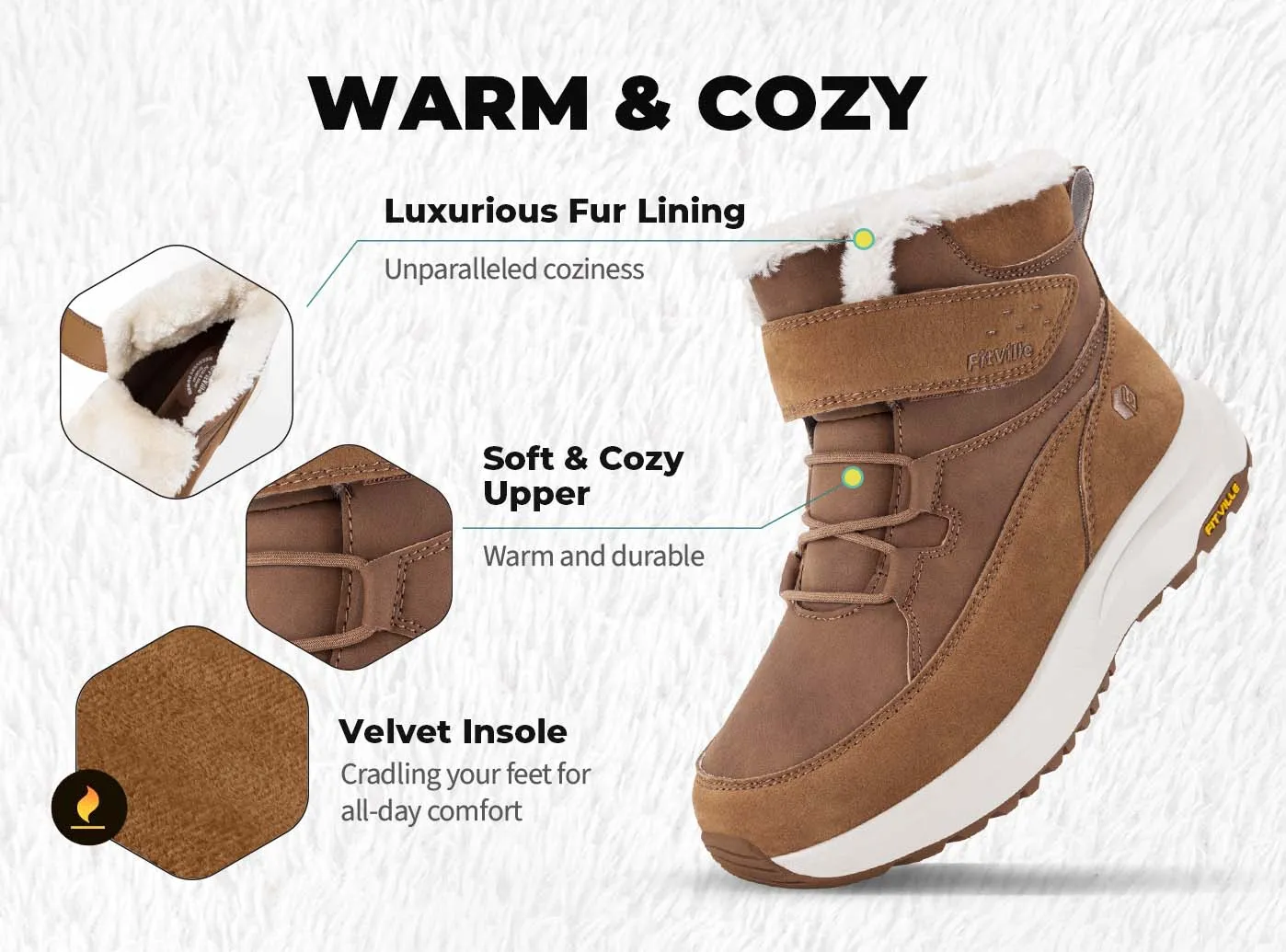 FitVille Women's CozyCore Winter Boots V12