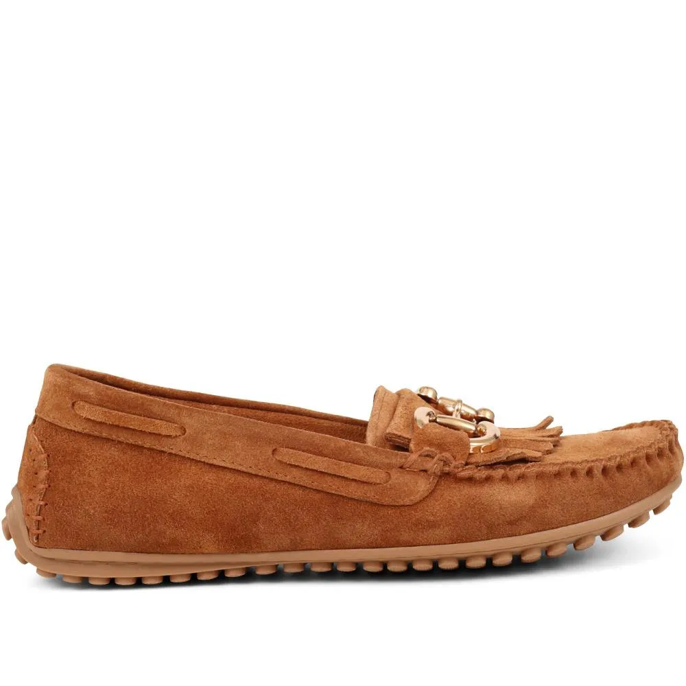 Giustina Suede Buckle Moccasins - GIUSTINA / 323 917