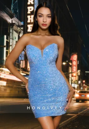 Glitter Fitted Sweetheart Strapless Party/Homecoming Dress