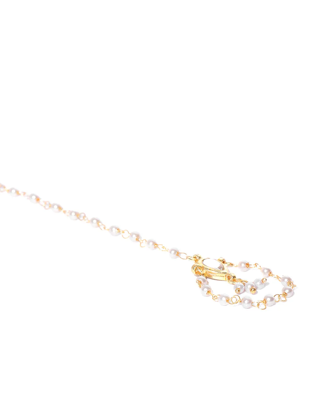 Gold-Plated Kundan Link Chain Hathphool