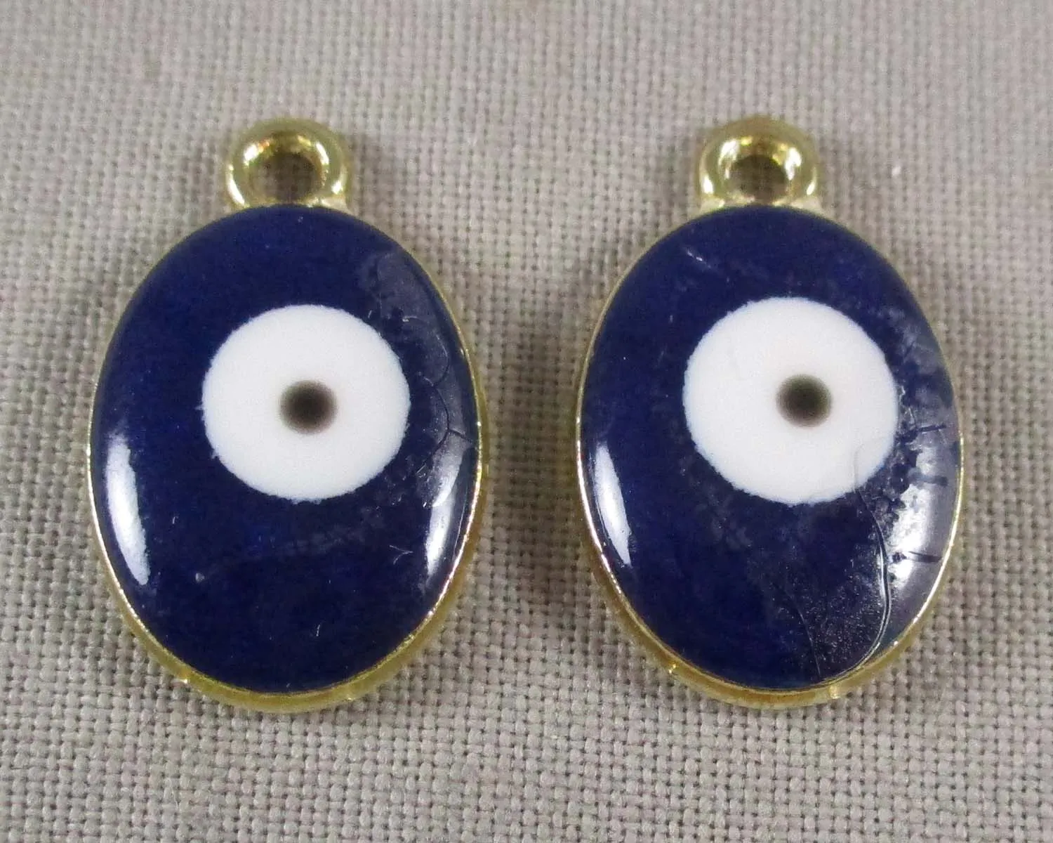 Greek Evil Eye Oval Charms 2pcs (0304)