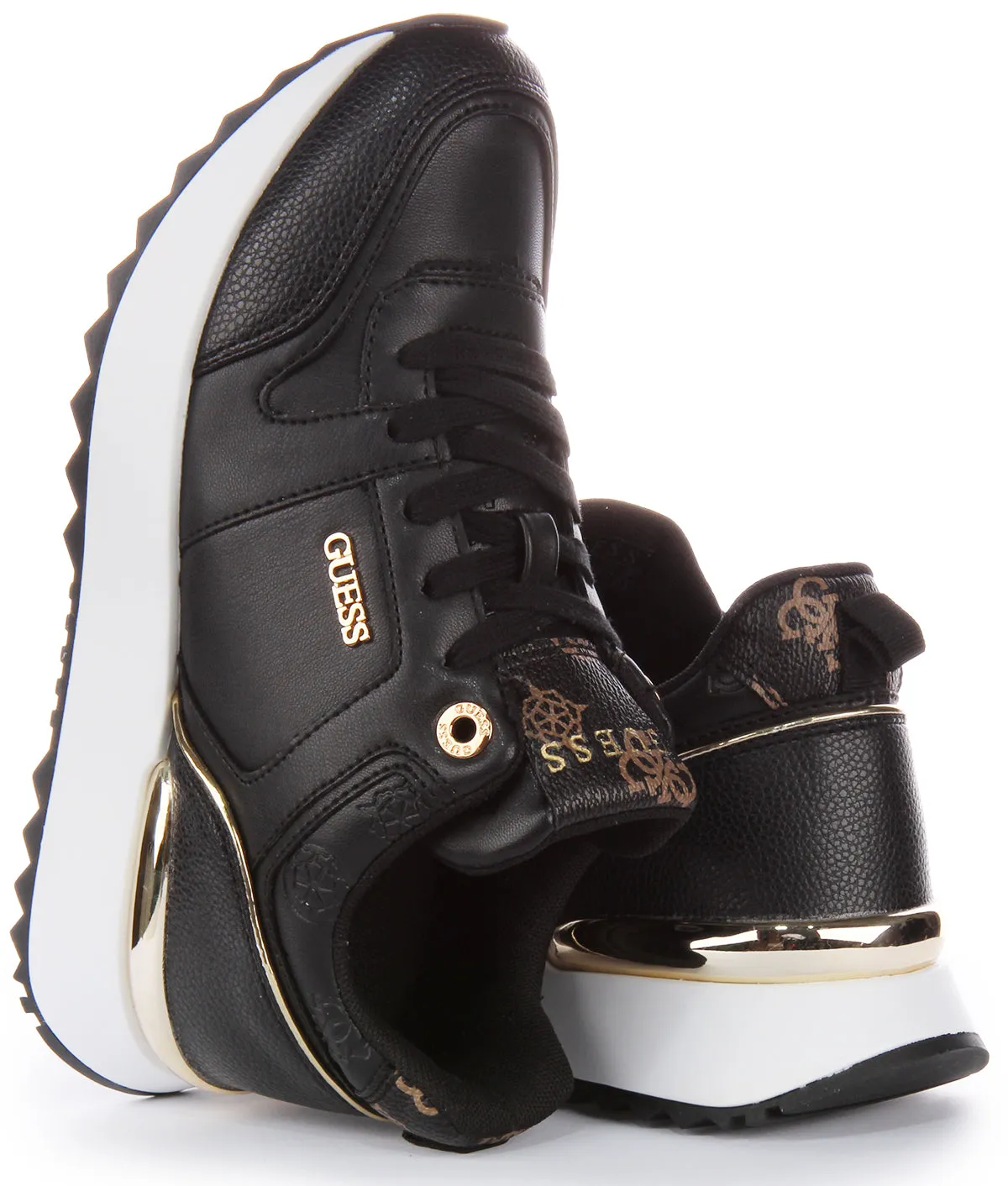 Guess Kaddy Peony Logo In Black Gold For Women