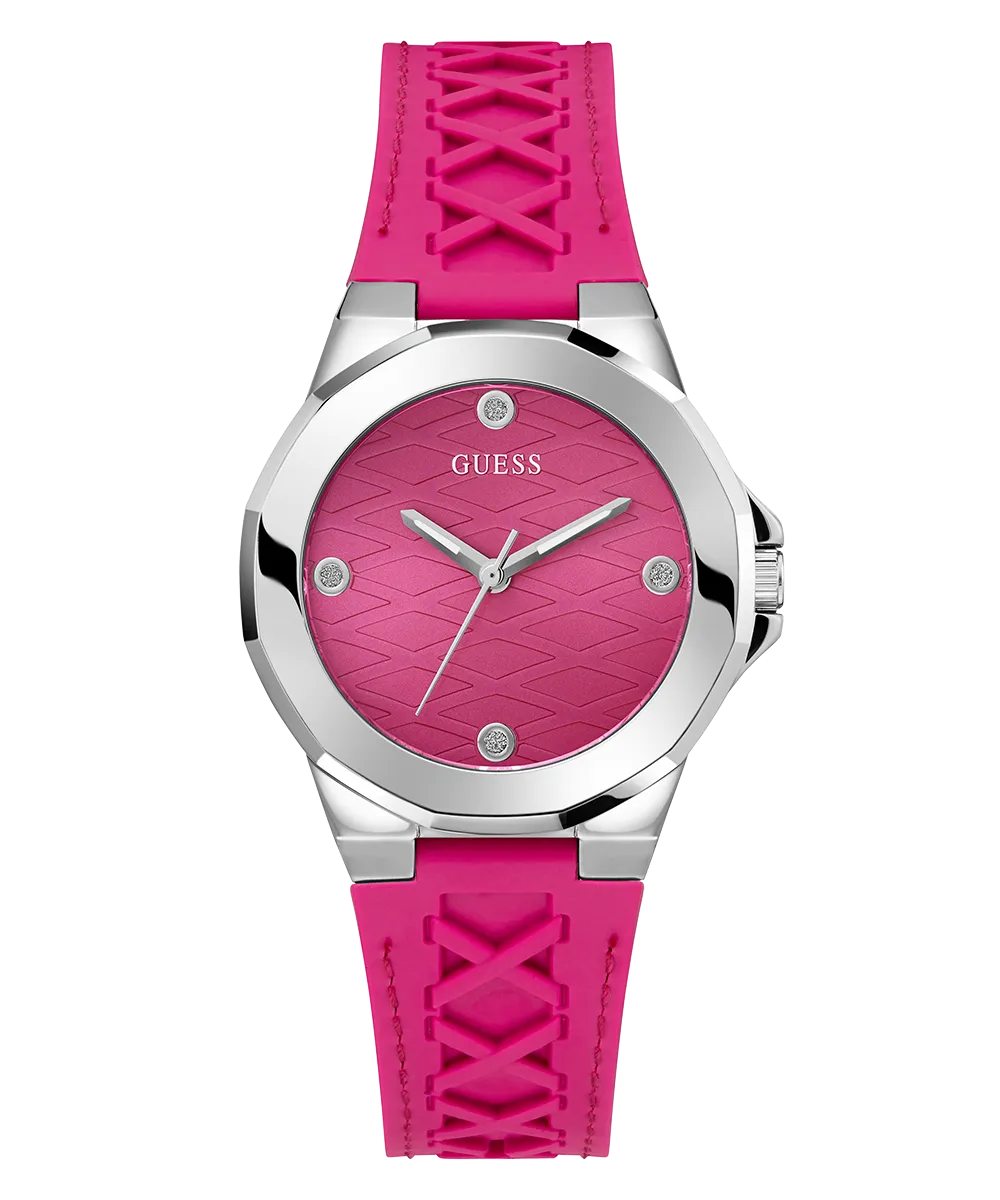 GUESS Ladies Pink Silver Analog Watch