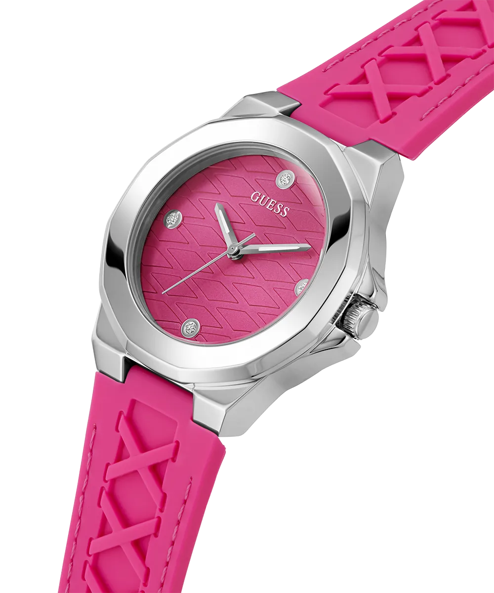 GUESS Ladies Pink Silver Analog Watch