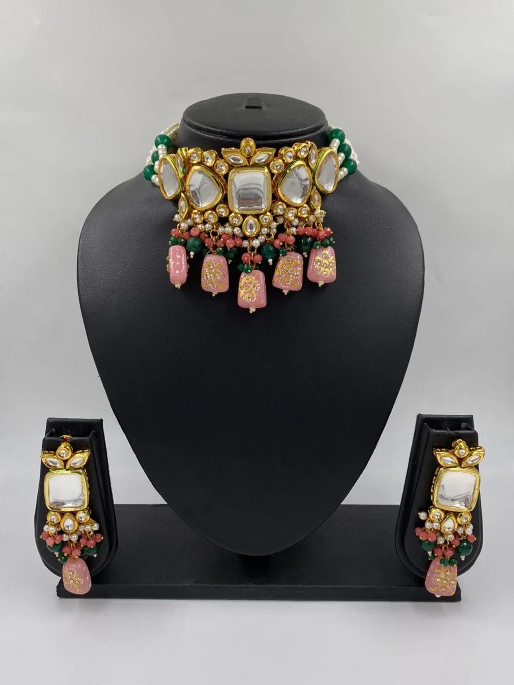 Handcrafted Gold Plated Kundan Choker Necklace Set By Gehna Shop