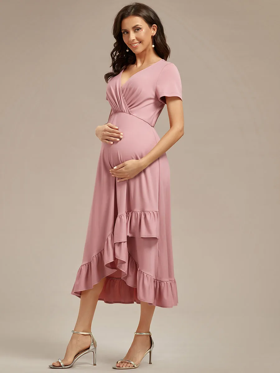 High Low Ruffles Wholesale Maternity Dresses