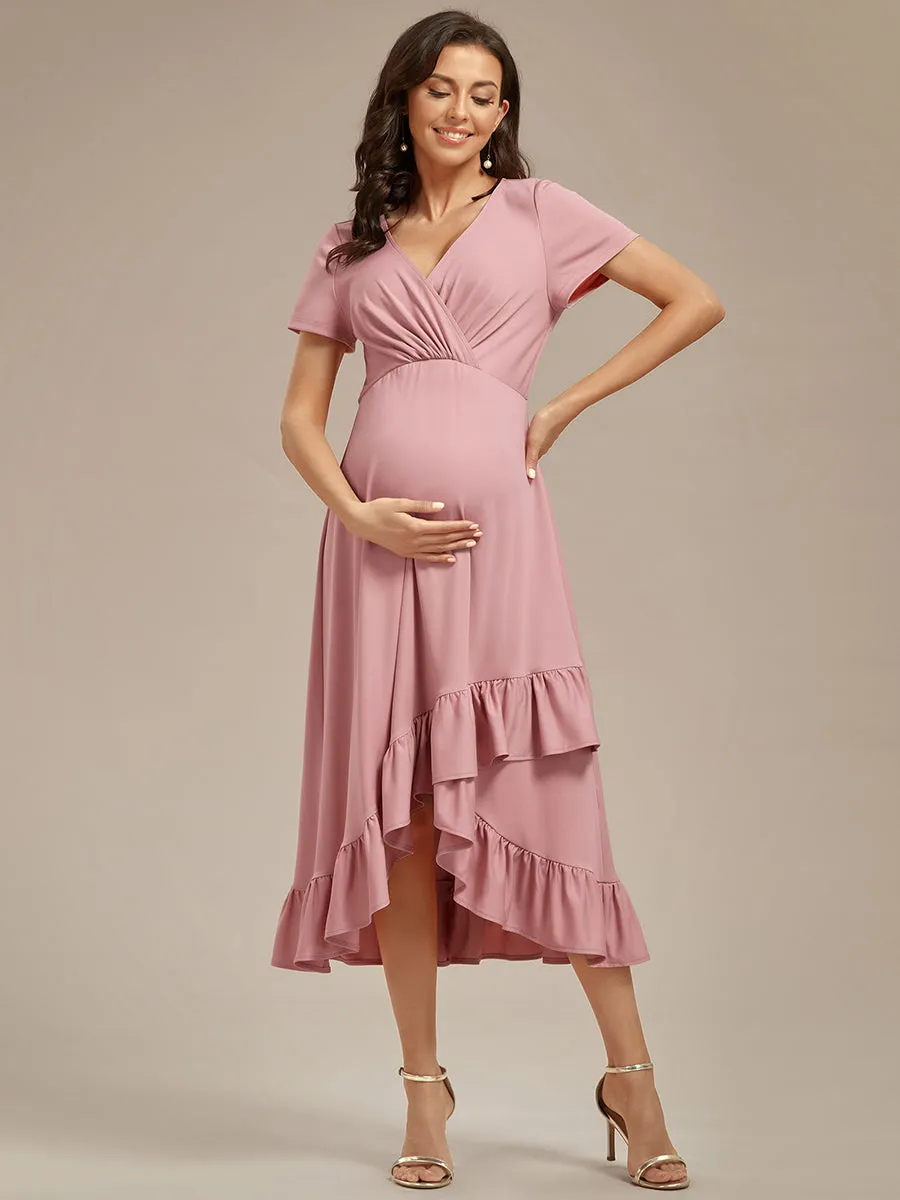 High Low Ruffles Wholesale Maternity Dresses