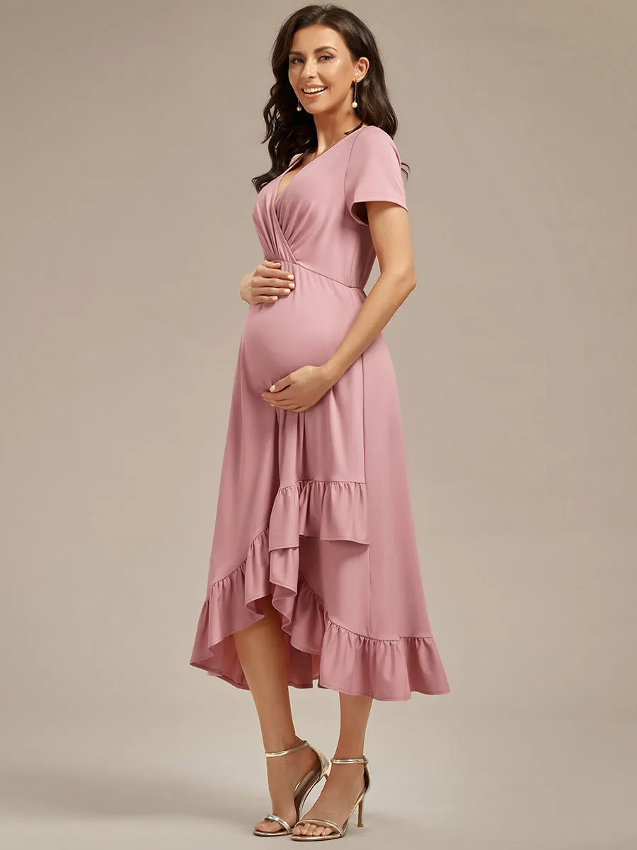 High Low Ruffles Wholesale Maternity Dresses