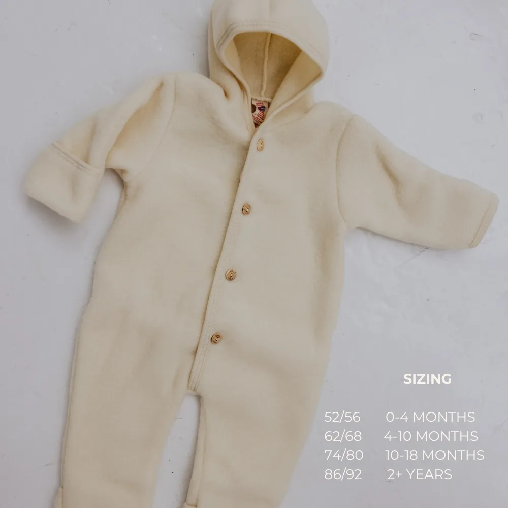 Hooded overall - 100% Virgin wool - Oversized fit - Natural