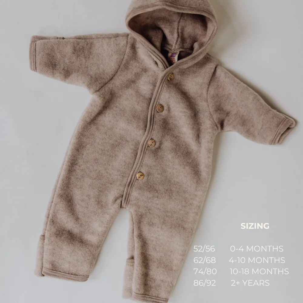 Hooded overall - 100% Virgin wool - Oversized fit - Sand melange