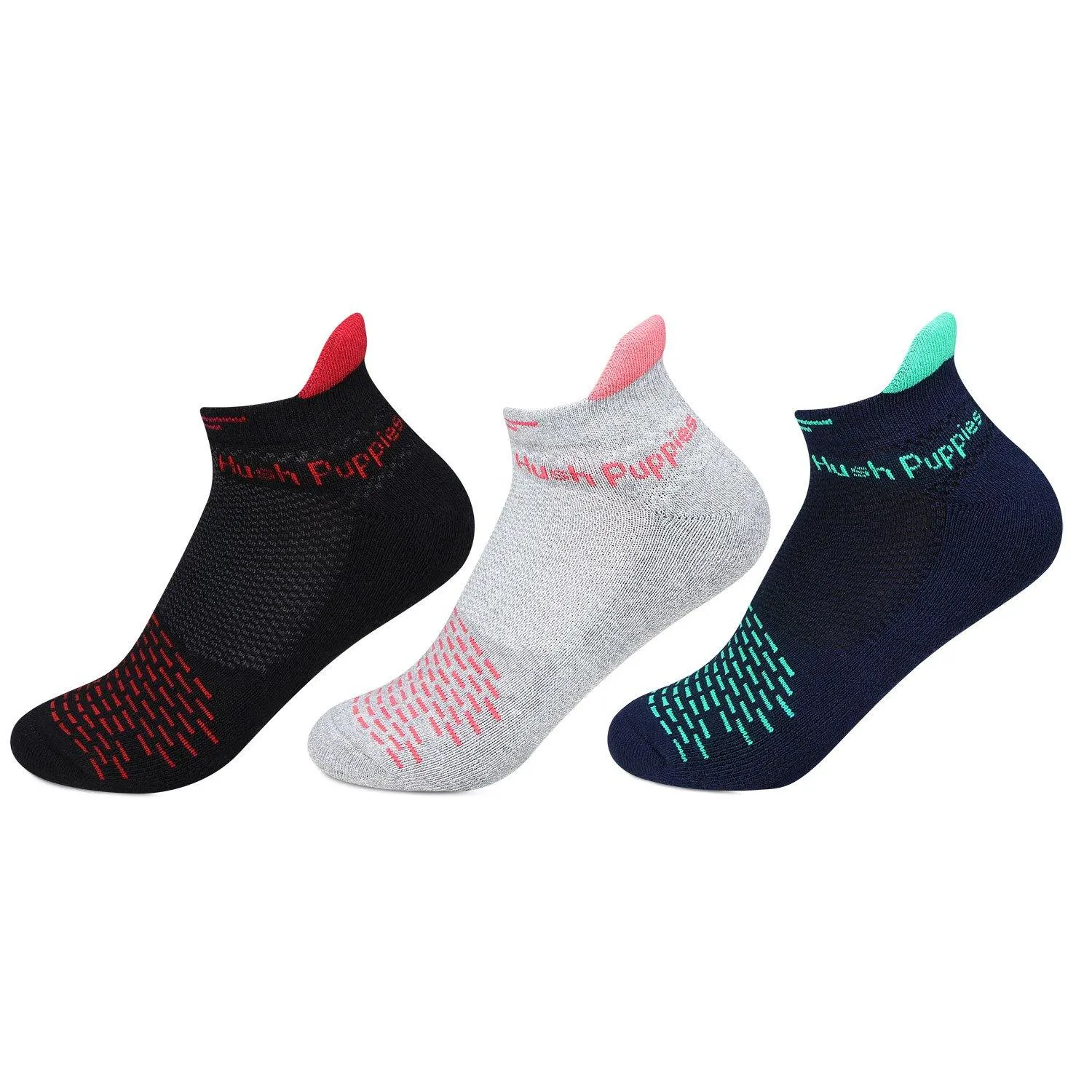 Hush Puppies Women's Multicolored Cushioned Ankle Socks - Pack of 3