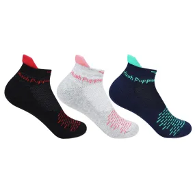 Hush Puppies Women's Multicolored Cushioned Ankle Socks - Pack of 3