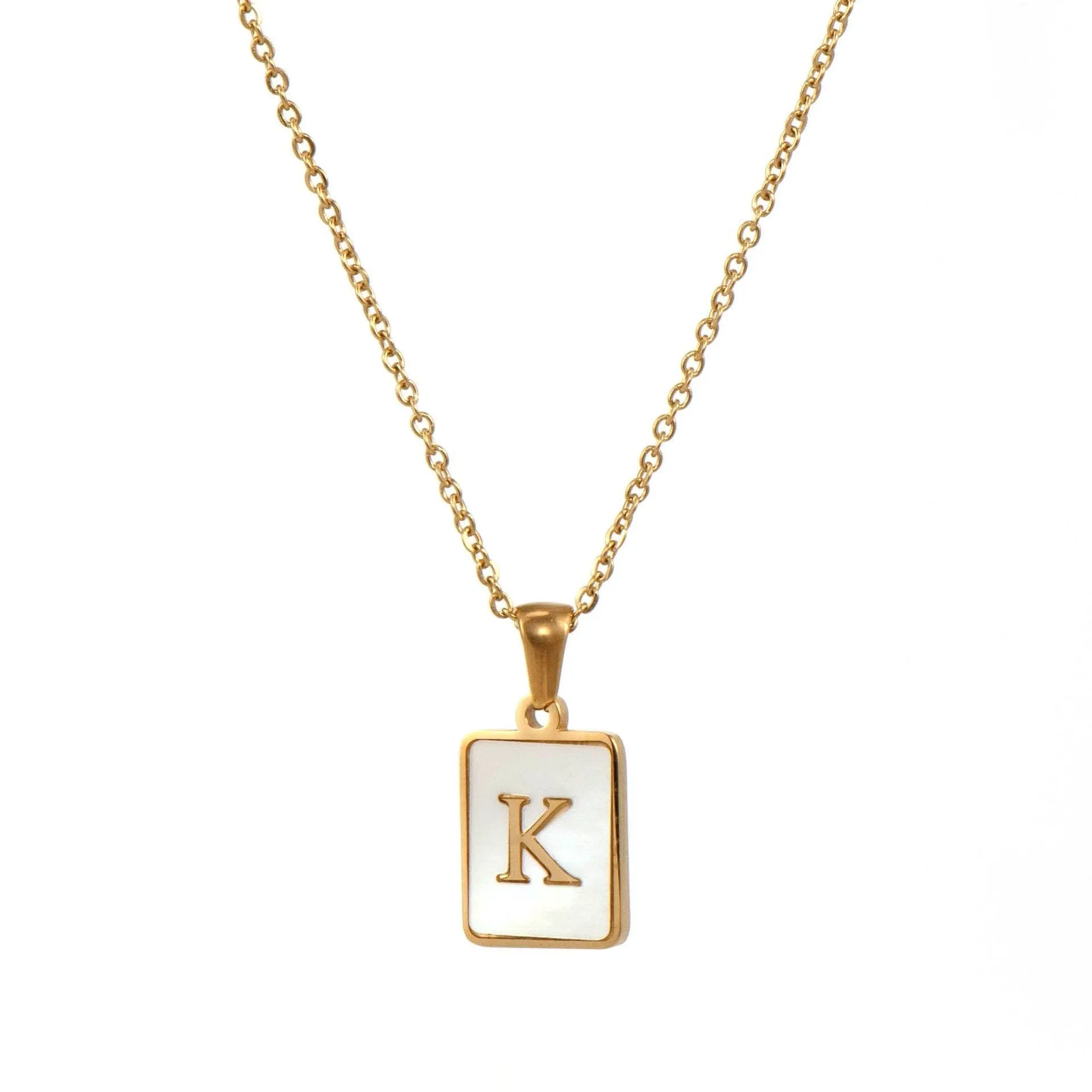 Initial Pendant Letter 18K Gold-plated Stainless Steel Necklace