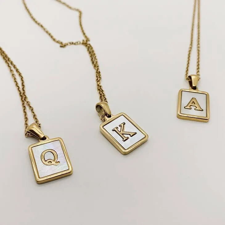 Initial Pendant Letter 18K Gold-plated Stainless Steel Necklace