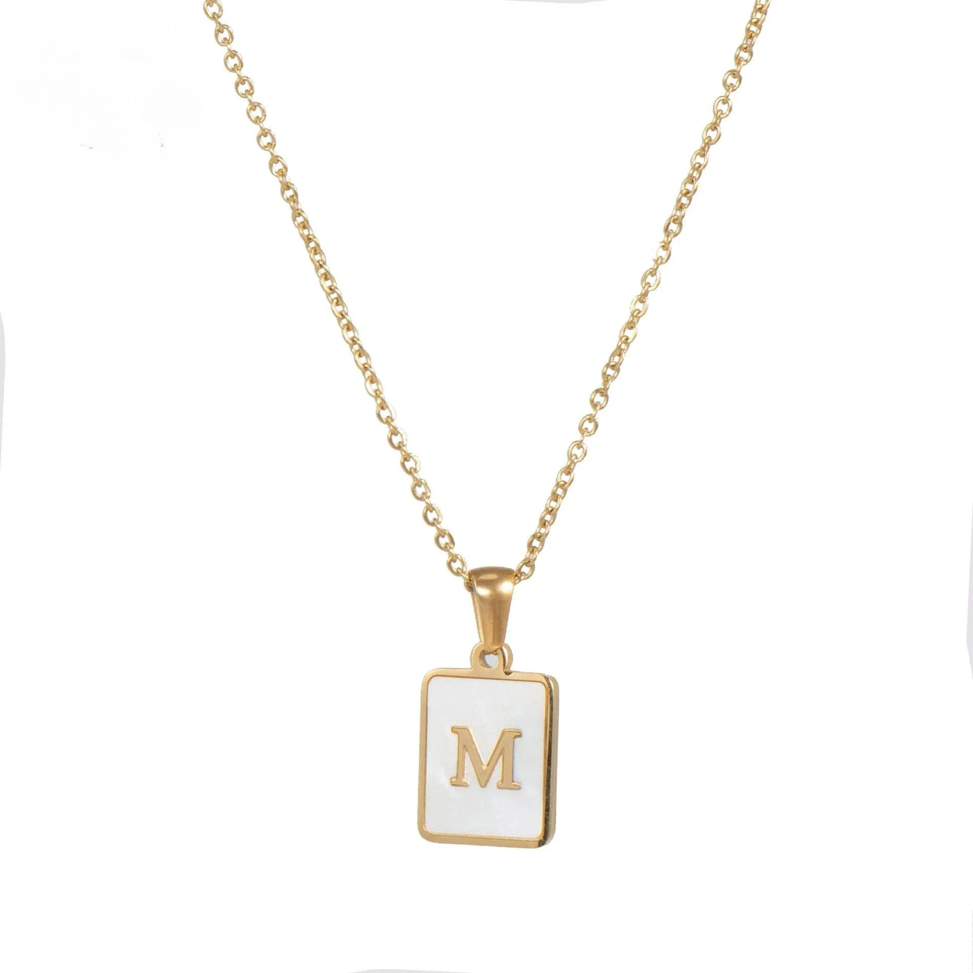 Initial Pendant Letter 18K Gold-plated Stainless Steel Necklace