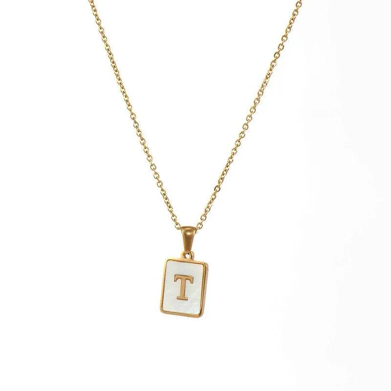 Initial Pendant Letter 18K Gold-plated Stainless Steel Necklace