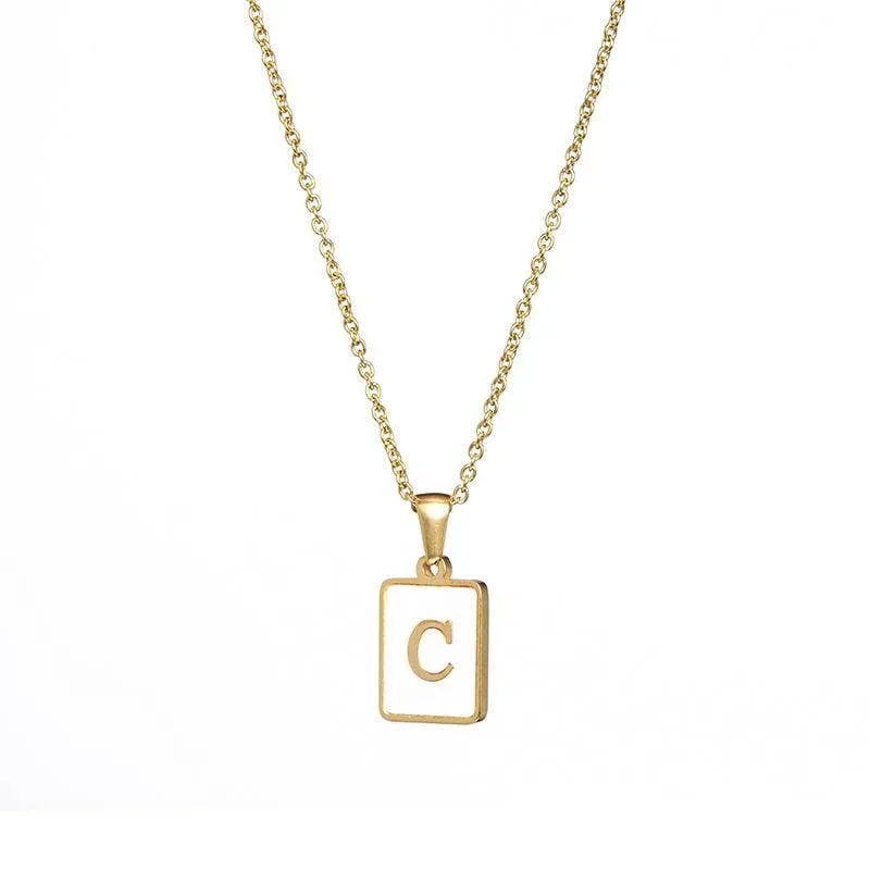 Initial Pendant Letter 18K Gold-plated Stainless Steel Necklace