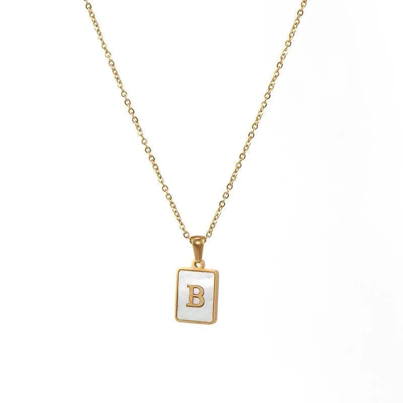 Initial Pendant Letter 18K Gold-plated Stainless Steel Necklace