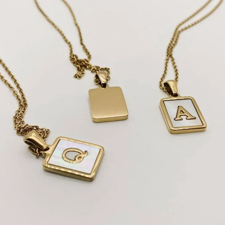 Initial Pendant Letter 18K Gold-plated Stainless Steel Necklace