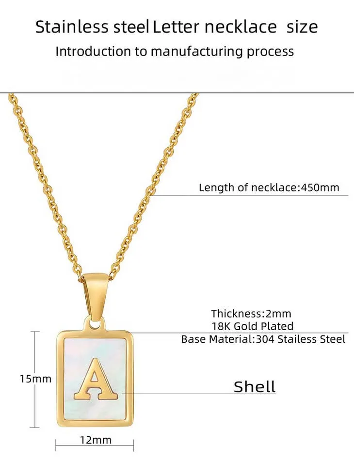 Initial Pendant Letter 18K Gold-plated Stainless Steel Necklace