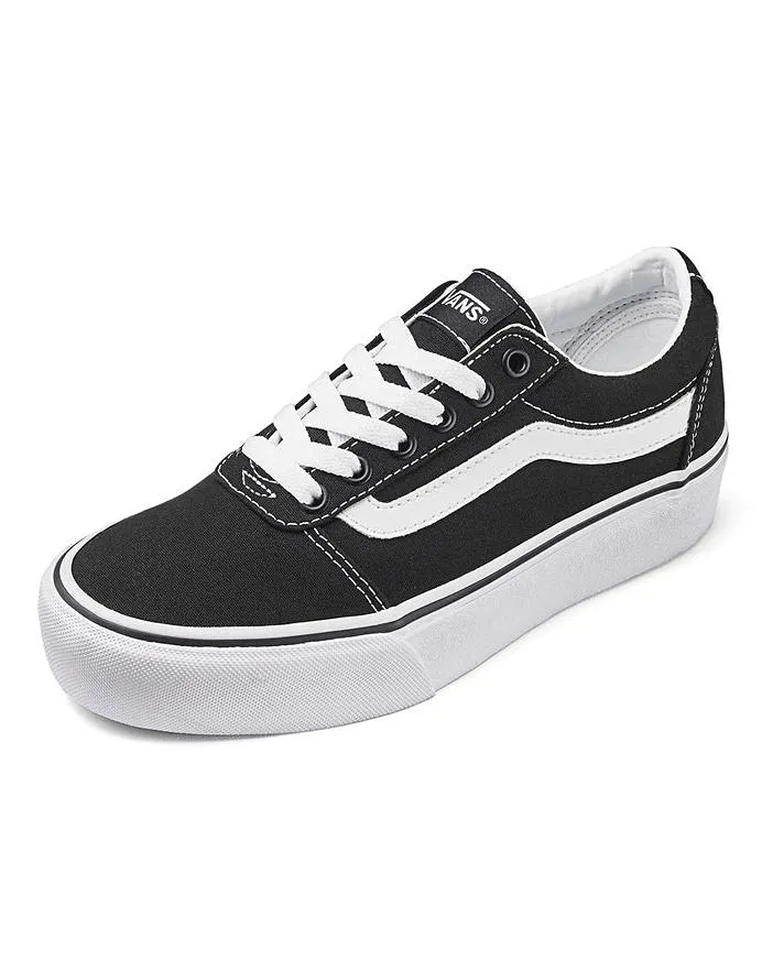 Ladies Vans Platform Black and White Vans Ward Old Skool Styling