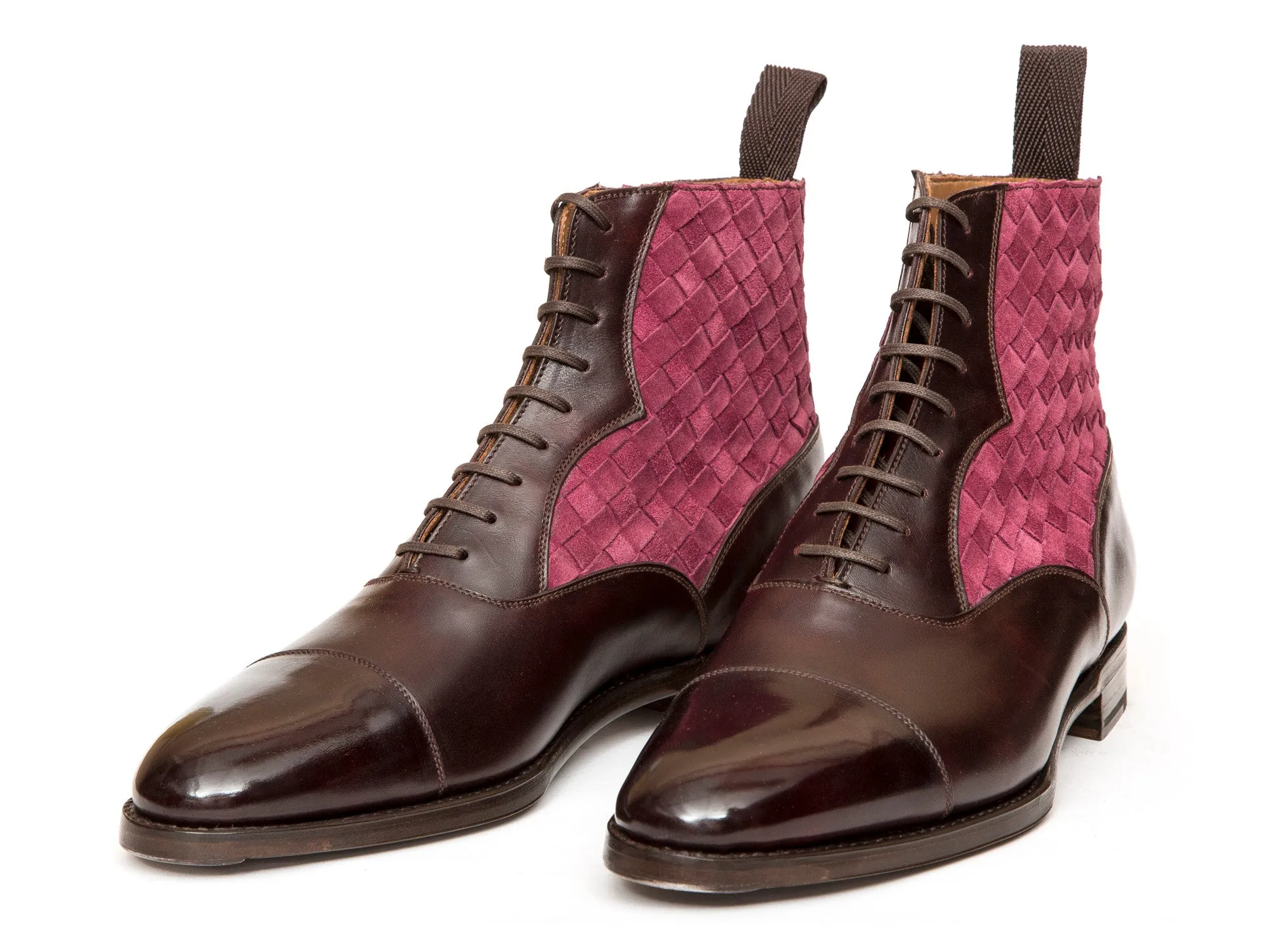 Meadowbrook - MTO - Plum Museum Calf / Raspberry Braided Suede - TMG Last - Single Leather Sole