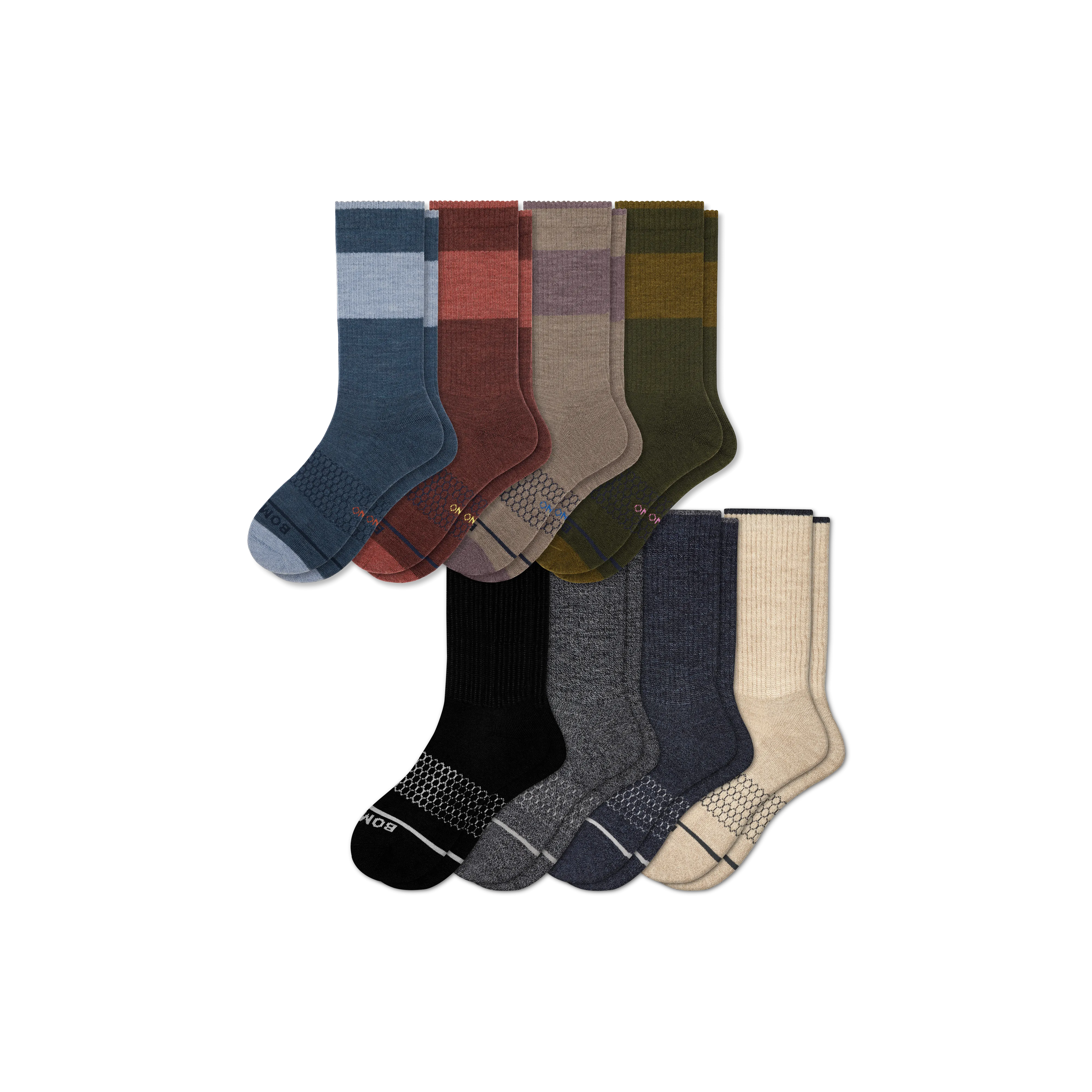 Men's Merino Wool Blend Calf Sock 8-Pack