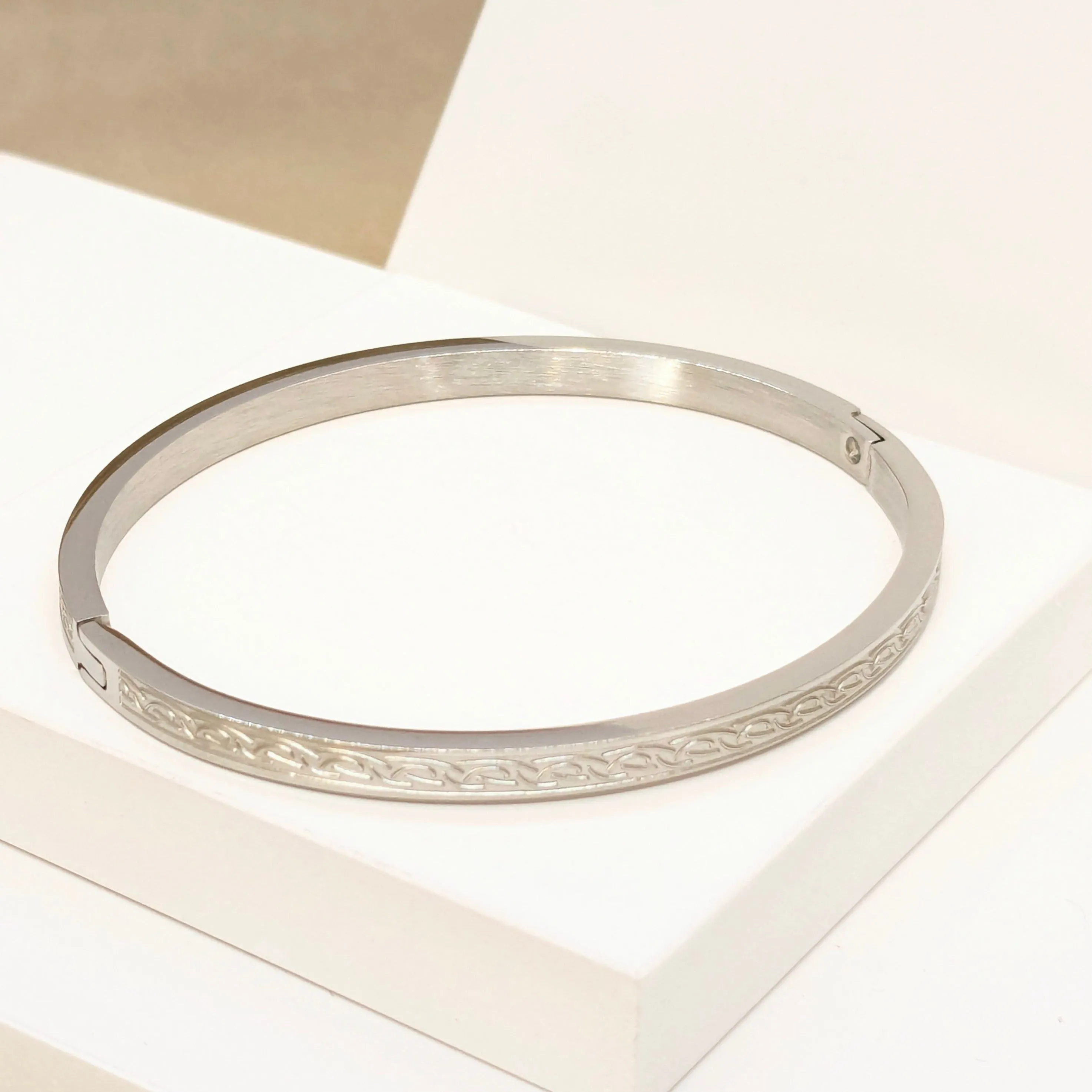 Minimalistic Sleek Rhodium Plated Bracelet