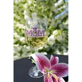 Mom Stemmed Jeweled Wine Glass