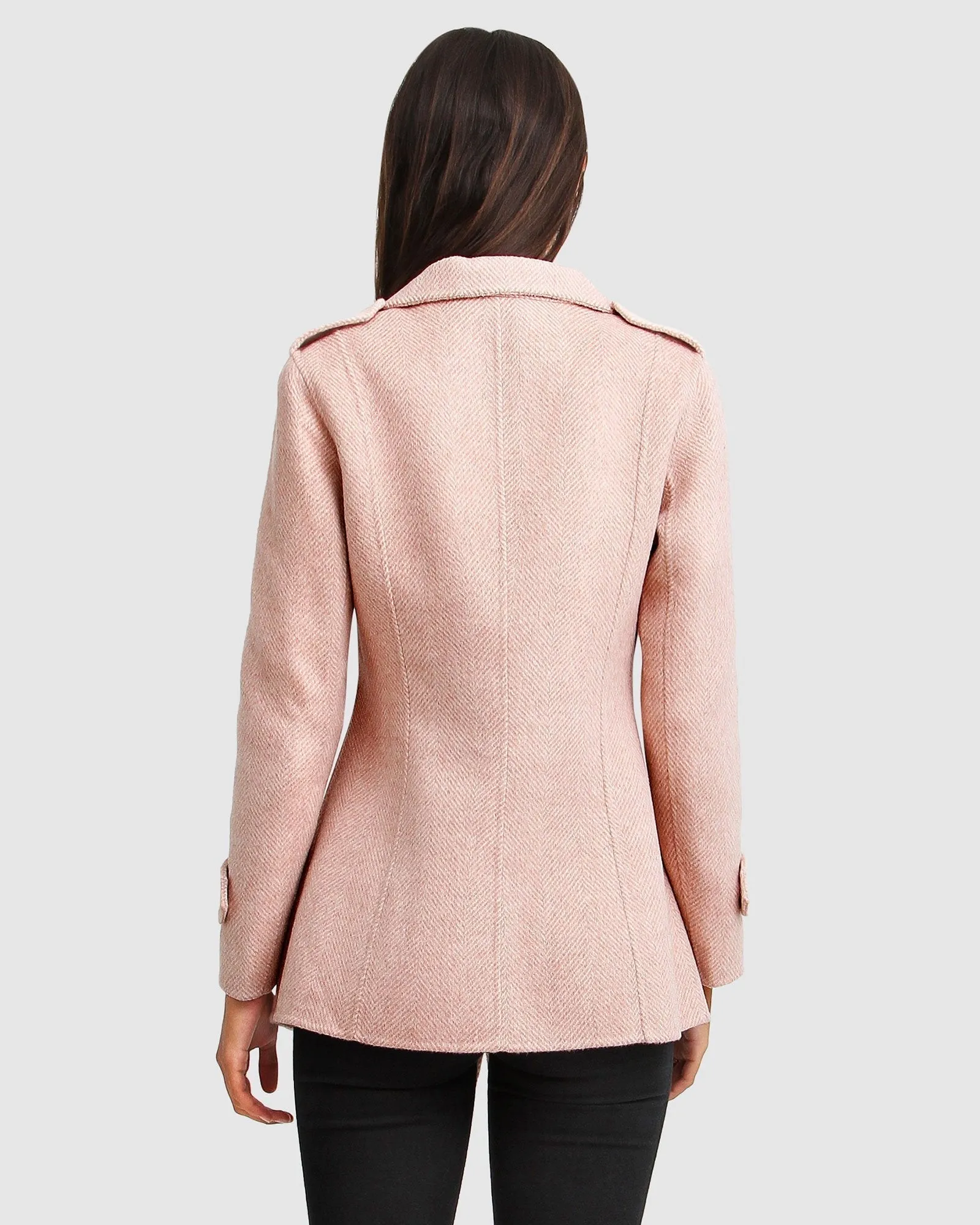 NEW FIT Bad Girl Wool Blend Moto Coat - Blush