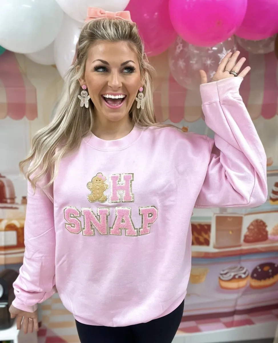 'Oh Snap' Letter Patch Crewneck Sweatshirt