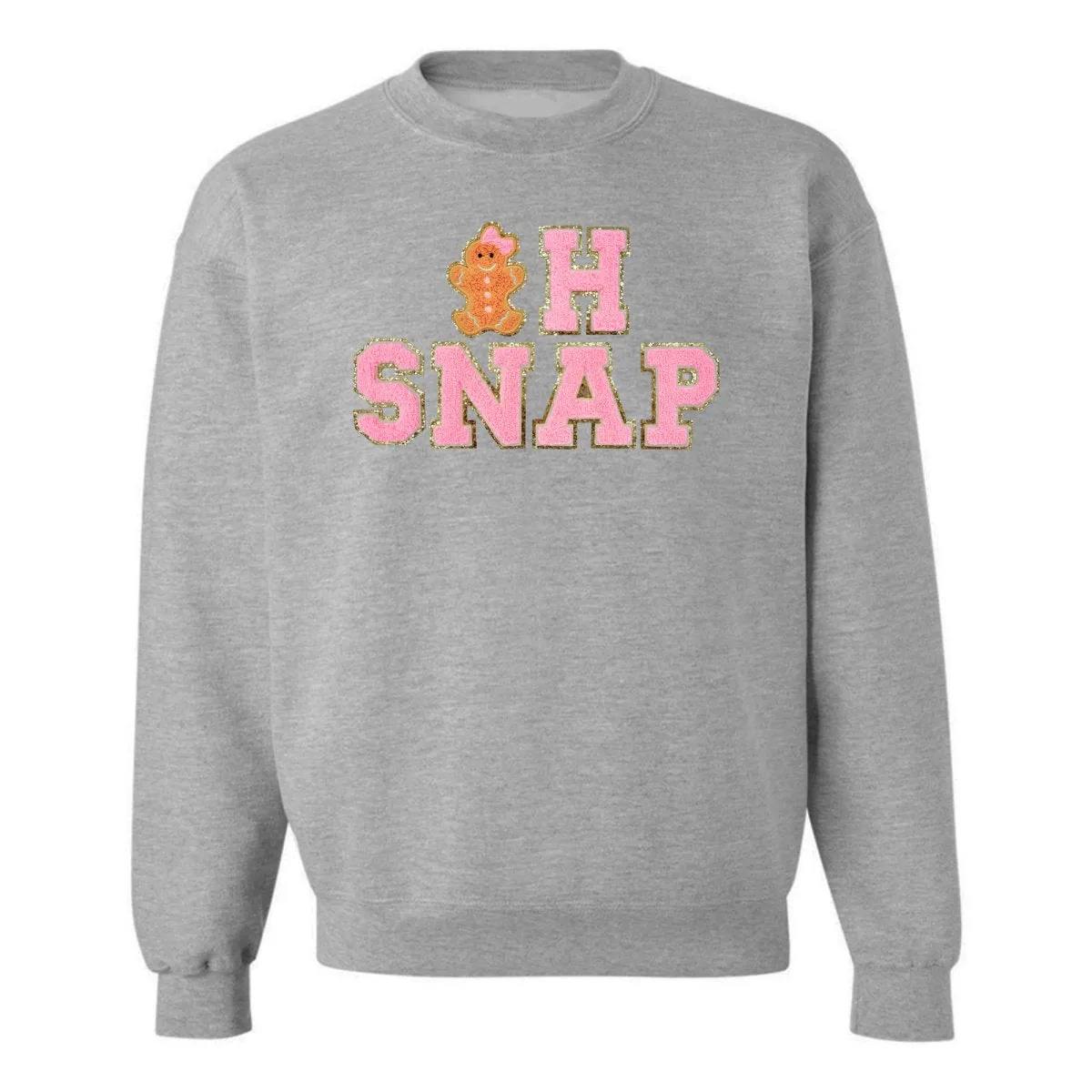 'Oh Snap' Letter Patch Crewneck Sweatshirt