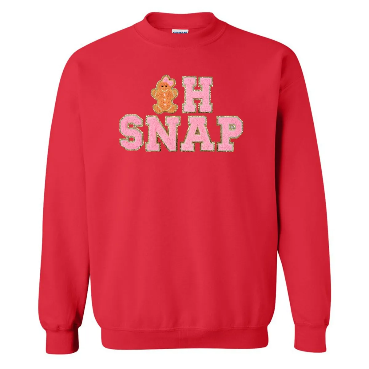 'Oh Snap' Letter Patch Crewneck Sweatshirt