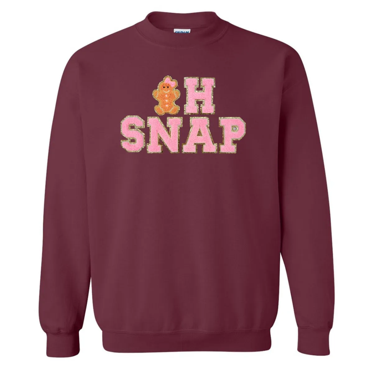 'Oh Snap' Letter Patch Crewneck Sweatshirt